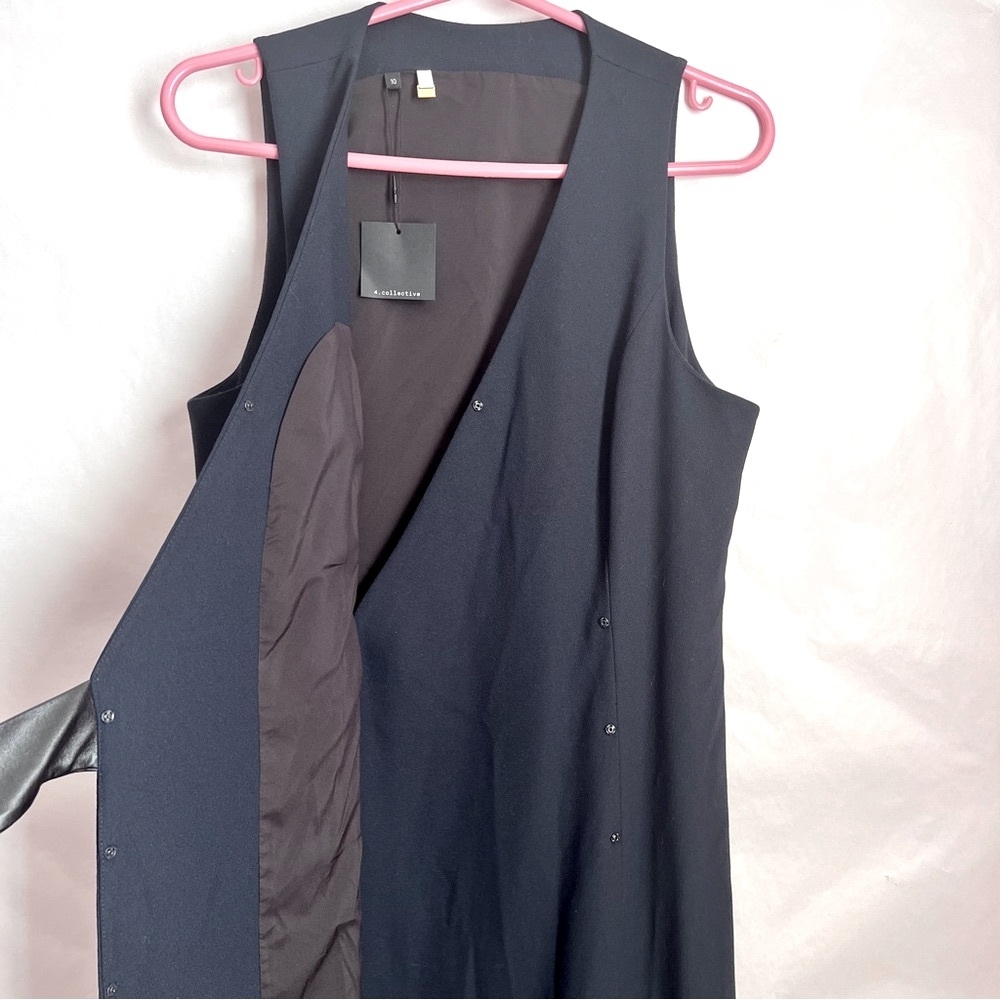 NWT 4. collective Wrap* Dress Navy SZ 10 Minimalist Office Intern Sleeveless - Picture 3 of 13